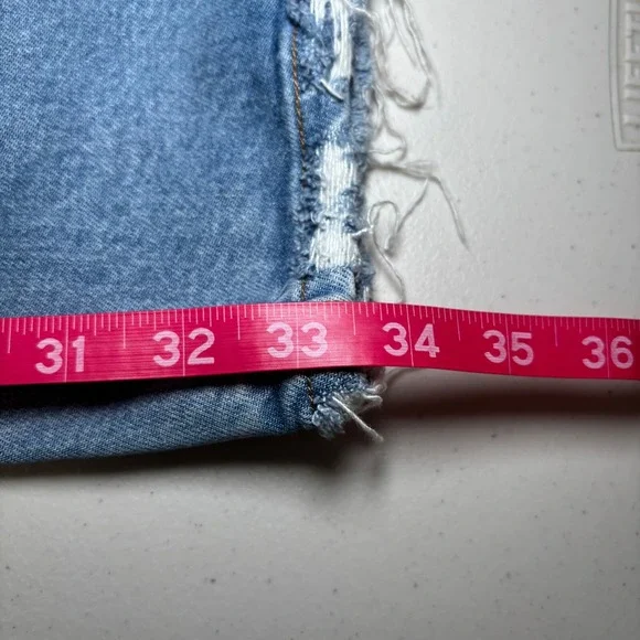 Good American GOOD ICON Indigo Light Wash Distressed Straight Denim Jeans 20 - Picture 10 of 10